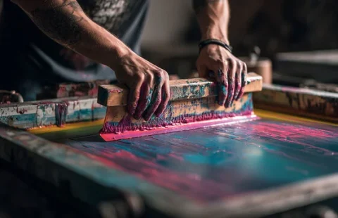 Endüstriyel etiket ve panel baskısı için metal ve plastik panel üzerinde serigrafi baskı uygulaması