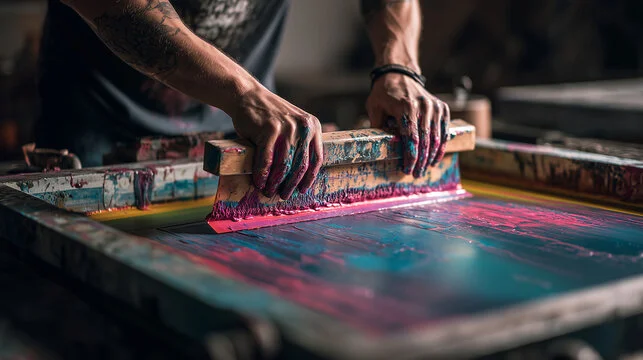 Endüstriyel etiket ve panel baskısı için metal ve plastik panel üzerinde serigrafi baskı uygulaması